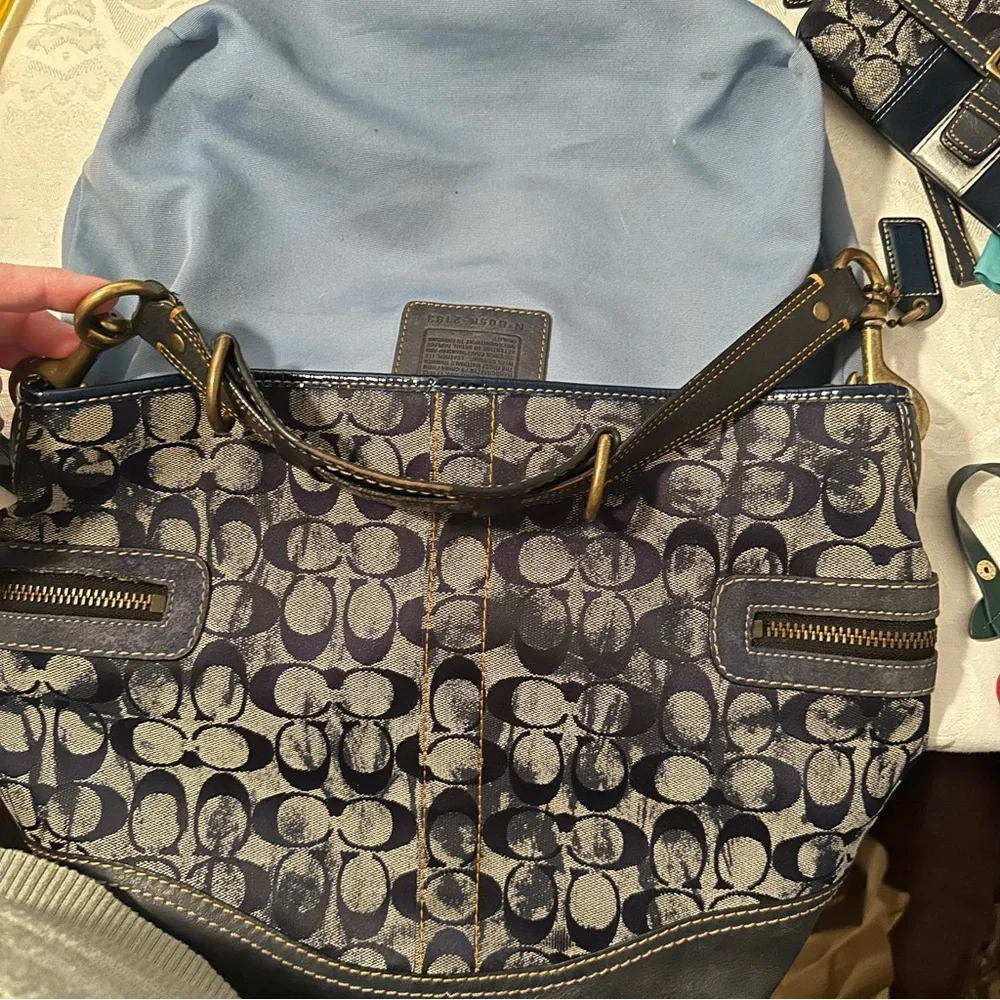 Rare Limited Edition Vintage Coach Y2K Denim Blue Tie-Dye Signature Hobo